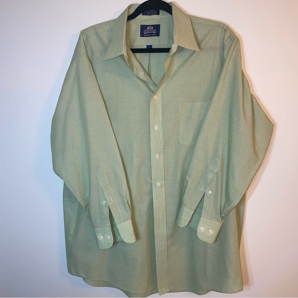 STAFFORD MAN'S SHIRT, THE SUPPER SHIRT CLASSIC FIT 17-32-33 COLOR GREEN.